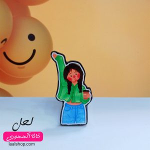 پیکسل چوبی طرح دختر و قهوه