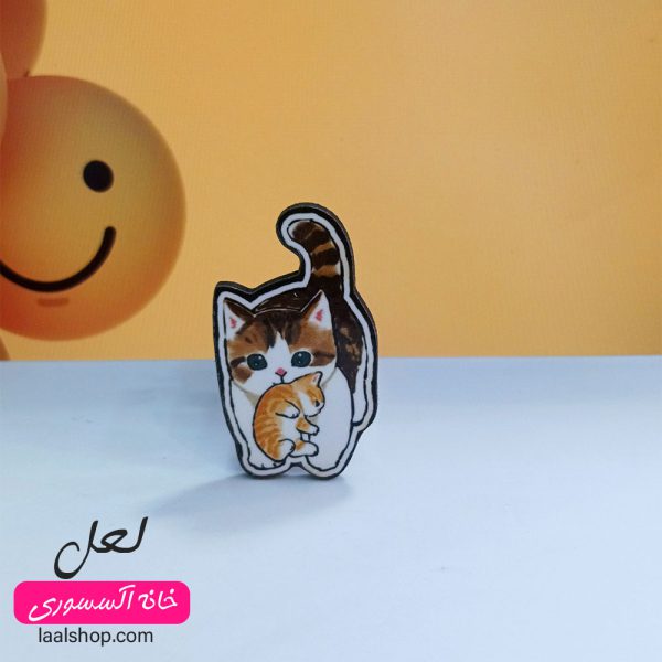 پیکسل چوبی طرح گربه و بچه گربه