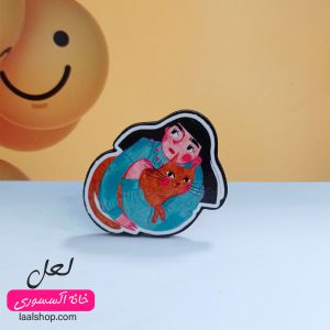 پیکسل چوبی طرح دختر و گربه‌اش