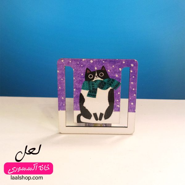 بوک‌مارک گیره‌ای طرح گربه در برف