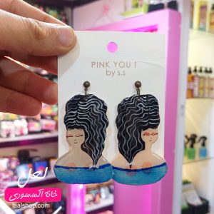 گوشواره هنری طرح دختر پیرهن آبی