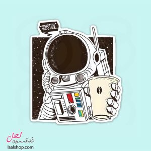 استیکر برشدار درجه یک طرح فضانورد کافی باز
