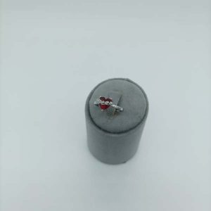 انگشتر پرنسسی طرح قلب قرمز روکش نگین
