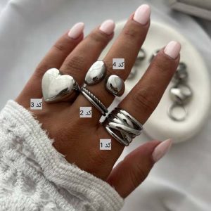 انگشتر استیل نقره ای دفرمه کدهای 2341022