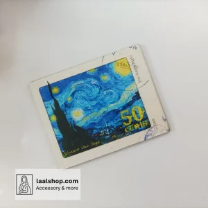 تابلو چوبی طرح نقاشی تمبر شب پرستاره ون گوک
