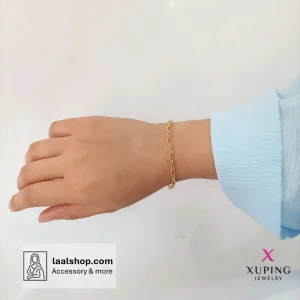دستبند استیل رنگ ثابت برند ژوپینگ طرح زنجیر با فاصله