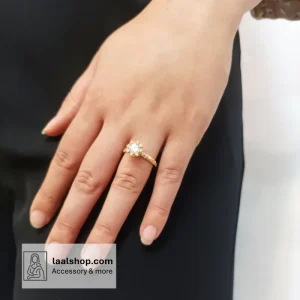 انگشتر استیل برند ژوپینگ طلایی رنگ ثابت طرح یک
