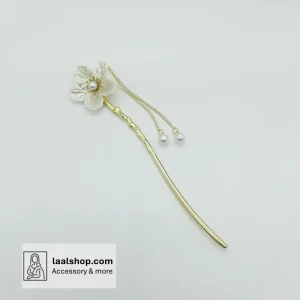 کانزاشی فلزی رنگ ثابت طلایی طرح گل آویزدار