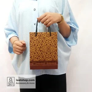 بگ هدیه کرافت سایز 2 عمودی طرح گل‌های ریز