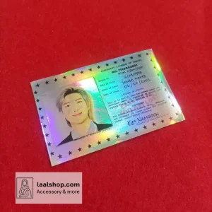 استیکر کارت عابربانک مدل متالایز طرح گروه BTS گواهینامه کاراکتر کیم نامجون Kim Namjoon