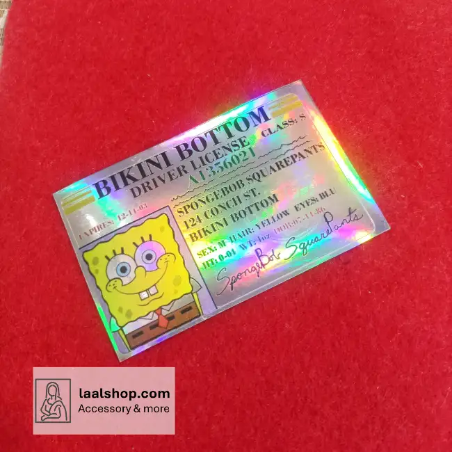 استیکر کارت عابربانک مدل متالایز طرح کارتون باب اسفنجی گواهینامه کاراکتر باب اسفنجی Sponge Bob