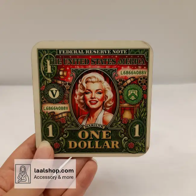 زیرلیوانی چوبی طرحدار درجه یک طرح مرلین مونرو Marilyn Monroe 2