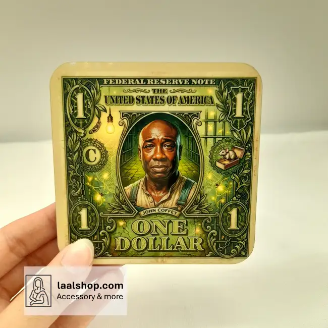 زیرلیوانی چوبی طرحدار درجه یک طرح فیلم گرین مایل Green Mile