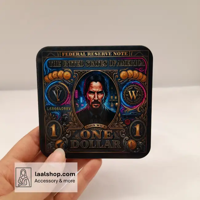 زیرلیوانی چوبی طرحدار درجه یک طرح فیلم جان ویک John Wick