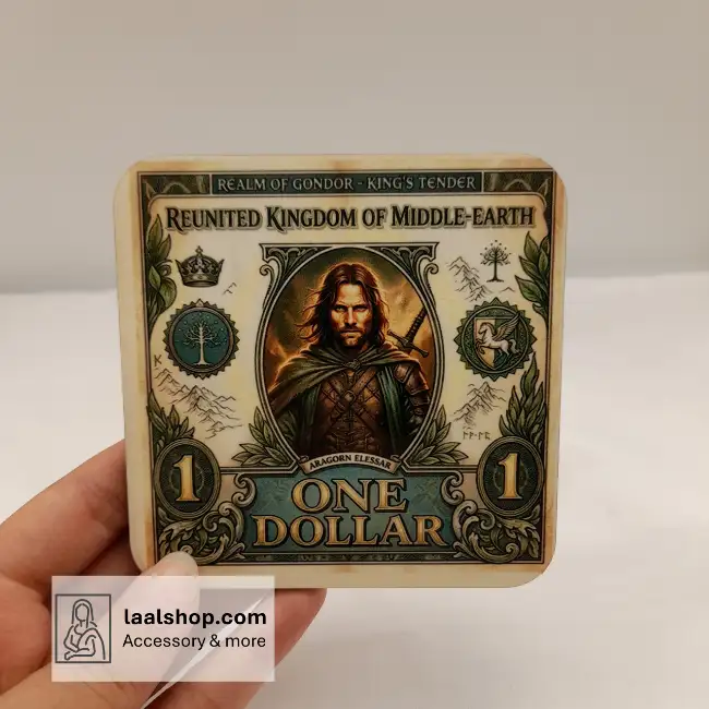زیرلیوانی چوبی طرحدار درجه یک طرح کاراکتر آراگورن فیلم ارباب حلقهها Aragorn Lord of Rings