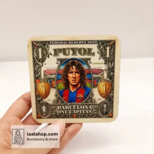 زیرلیوانی چوبی طرح‌دار درجه یک طرح کارلس پویول Carles Puyol