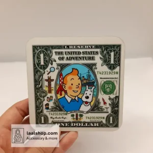 زیرلیوانی چوبی طرح‌دار درجه یک طرح تن تن TinTin