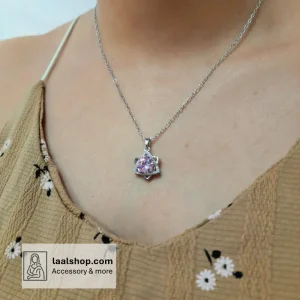 گردنبند سوارسکی پینترستی رنگ ثابت طرح ستاره صورتی