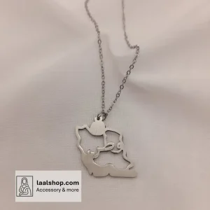 گردنبند استیل نقره ای با پلاک استیل نقشه ایران وطن