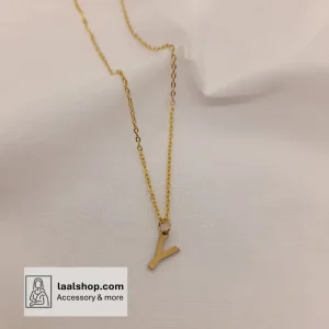 گردنبند استیل طلایی رنگ ثابت با پلاک حروف Y