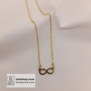 گردنبند استیل طلایی با پلاک بی نهایت