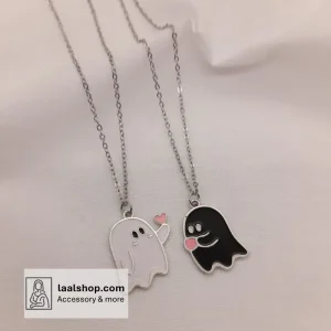 گردنبند ست دوستی طرح اشباح عاشق سفید و مشکی
