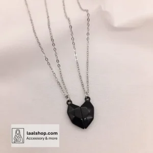 گردنبند ست دوستی مگنتی طرح قلب مشکی