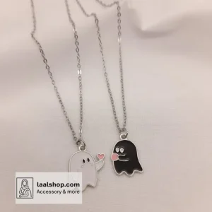 گردنبند ست دوستی طرح اشباح عاشق سفید و مشکی کوچک