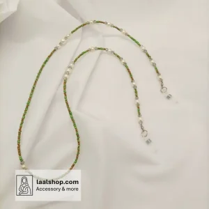 بند عینک منجوق درجه یک رنگ سبز پسته ای و مروارید
