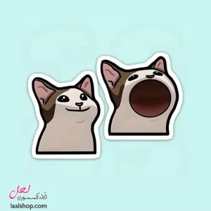 استیکر ضد آب لپ تاپ و گوشی طرح میم گربه