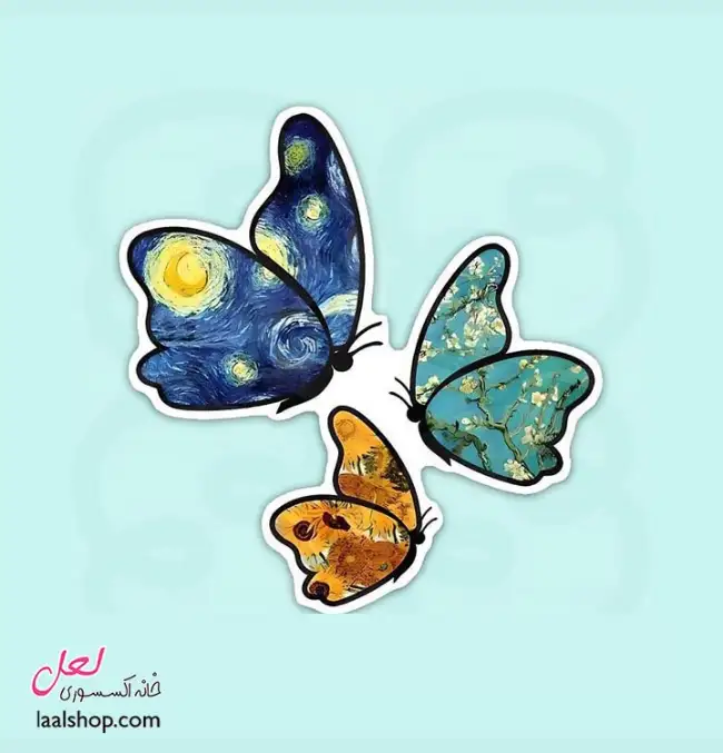استیکر ضد آب لپ تاپ و گوشی طرح پروانه شب پرستاره ونگوگ