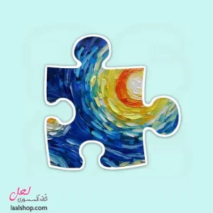 استیکر ضد آب لپ تاپ و گوشی طرح پازل شب پرستاره ونگوگ