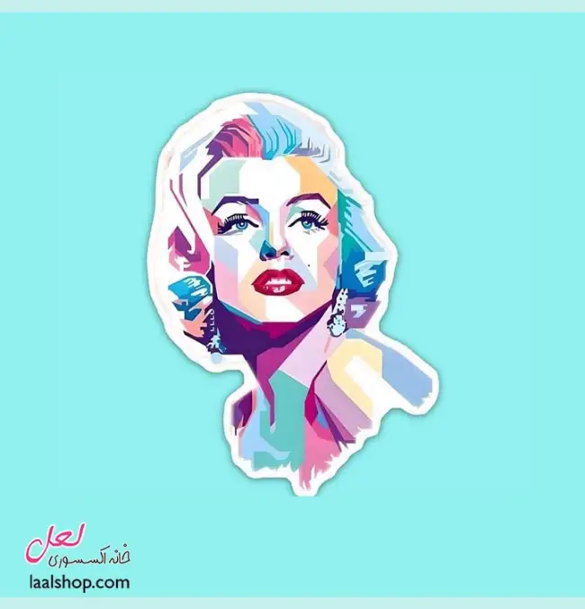 استیکر ضد آب لپ تاپ و گوشی طرح مرلین مونرو آبرنگی
