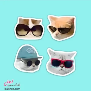 استیکر ضد آب لپ تاپ و گوشی طرح چهار گربه خفن