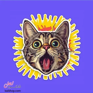 استیکر ضد آب لپ تاپ و گوشی طرح گربه شگفت زده