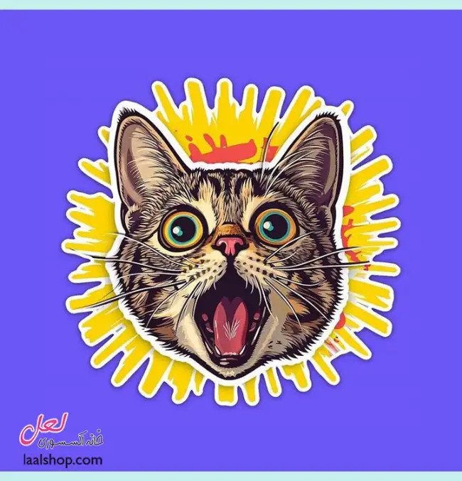 استیکر ضد آب لپ تاپ و گوشی طرح گربه شگفت زده