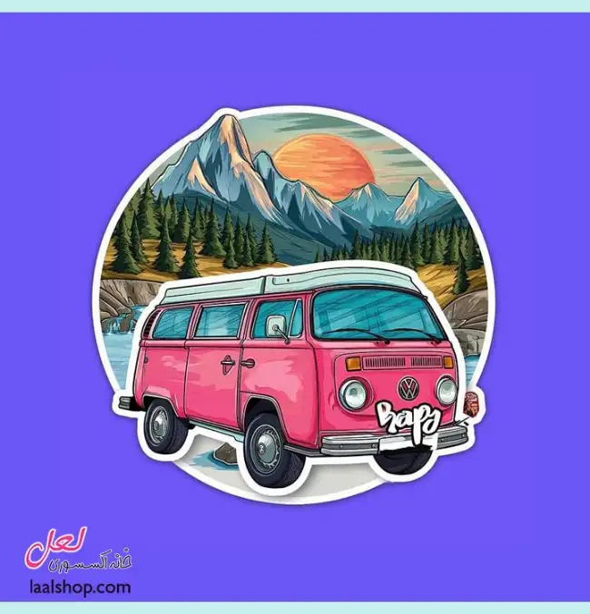 استیکر ضد آب لپ تاپ و گوشی طرح ون صورتی