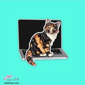 استیکر ضد آب لپ تاپ و گوشی طرح گربه و لپ تاپ