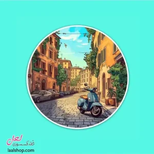 استیکر ضد آب لپ تاپ و گوشی طرح موتور وسپا آبی