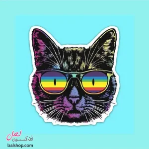 استیکر ضد آب لپ تاپ و گوشی طرح گربه کول