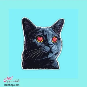 استیکر ضد آب لپ تاپ و گوشی طرح گربه عاشق