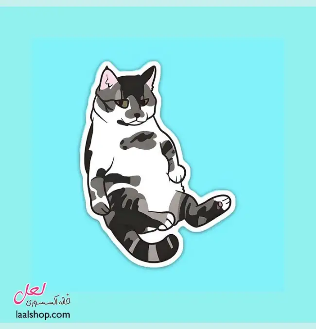 استیکر ضد آب لپ تاپ و گوشی طرح گربه خپل