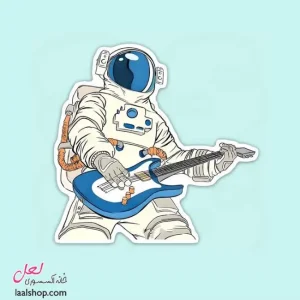 استیکر ضد آب لپ تاپ و گوشی طرح فضانورد گیتاریست