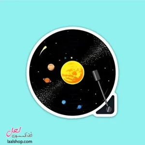 استیکر ضد آب لپ تاپ و گوشی طرح گرامافون کهکشان