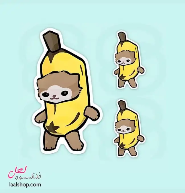 استیکر ضد آب لپ تاپ و گوشی طرح گربه موزی Banana Cat