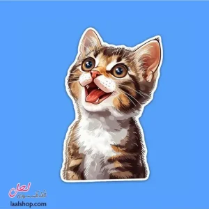 استیکر ضد آب لپ تاپ و گوشی طرح گربه خوشحال
